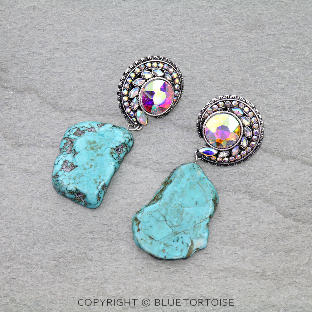 Western Slab Stone Stud Earrings