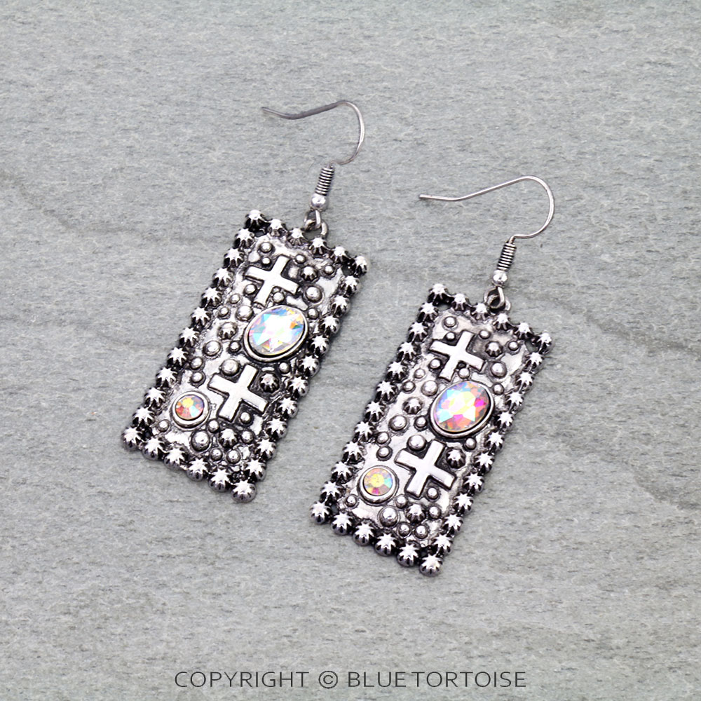 Western Cross Bar Dangle Earrings