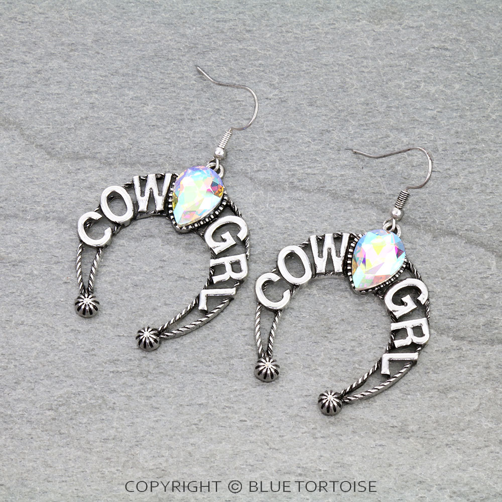 Western Cowgirl Squash Blossom Dangle Earrings