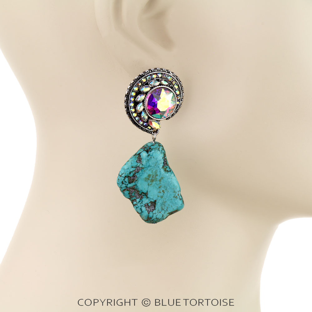 Western Slab Stone Stud Earrings - Image 2