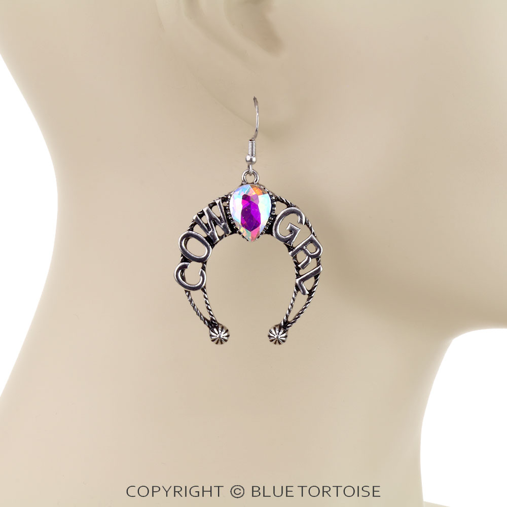 Western Cowgirl Squash Blossom Dangle Earrings - Image 2