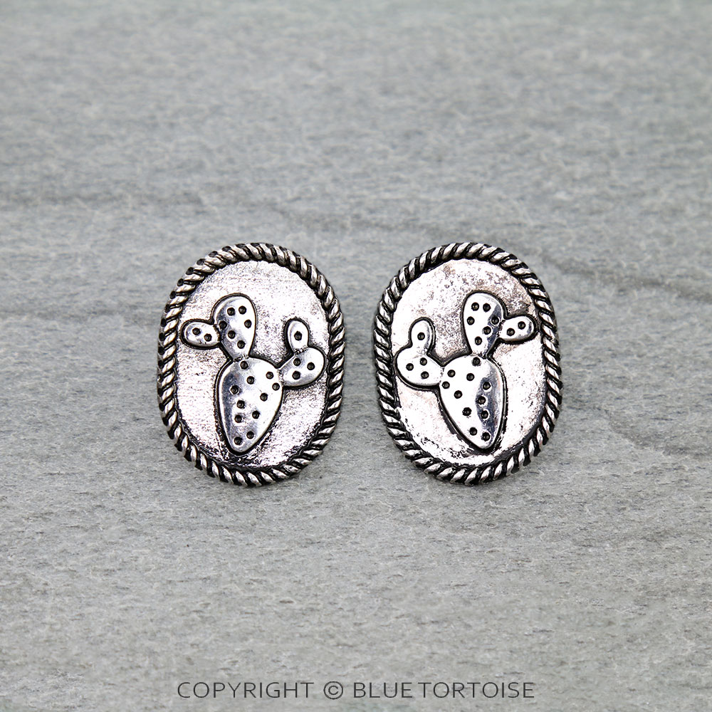 Western Twisted TXR Cactus Stud Earrings