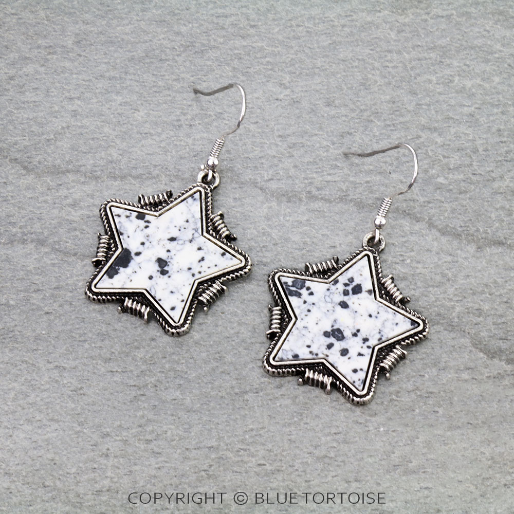 Barbed TXR Star Stone Dangle Earrings