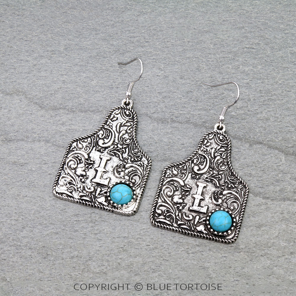 Ear Tag Initial L Dangle Earrings