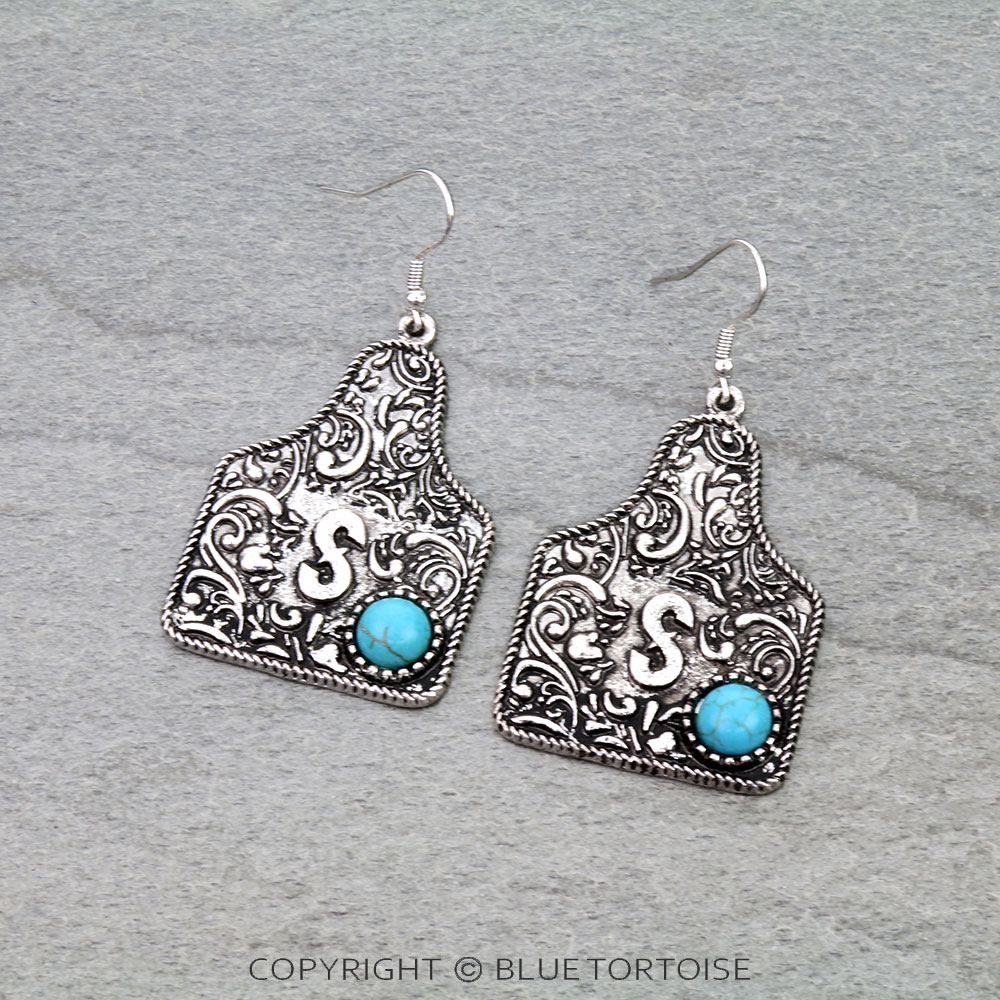 Ear Tag Initial S Dangle Earrings