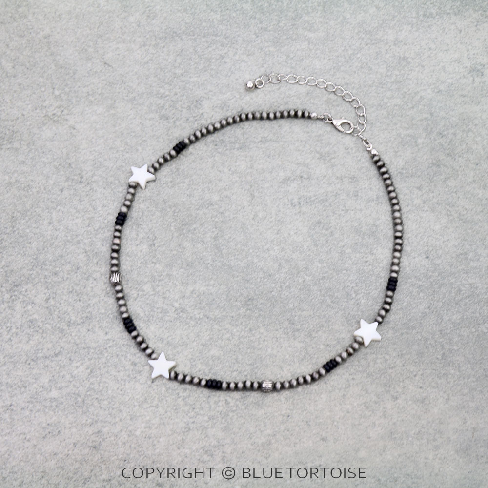 Navajo Style Pearl with Star Bead Choker