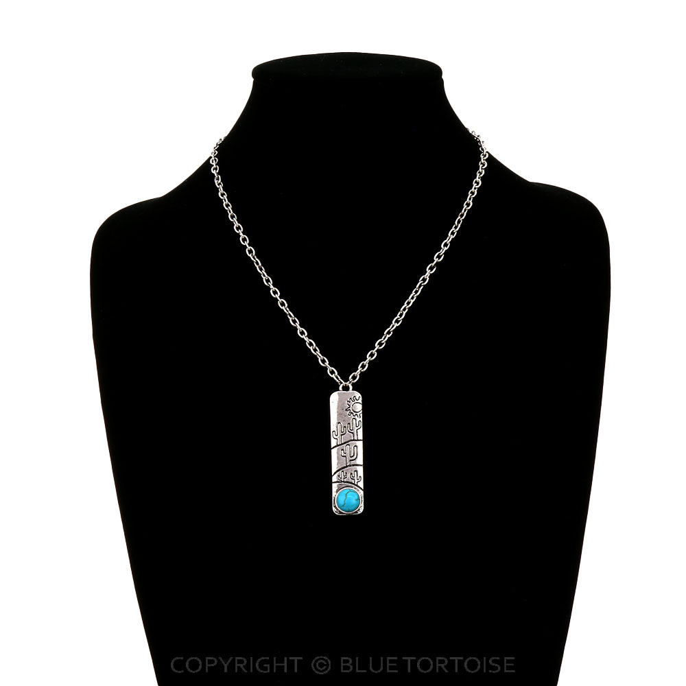Western Cactus Scenery Bar Necklace - Image 2