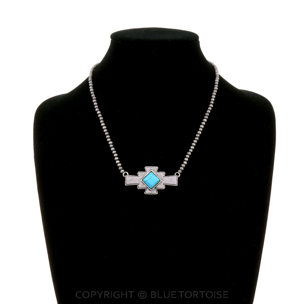 Navajo Style Pearl with Aztec Necklace - Image 2