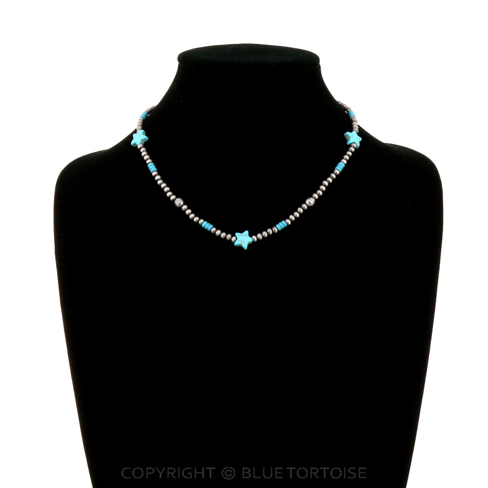 Navajo Style Pearl with Star Bead Choker - Image 2