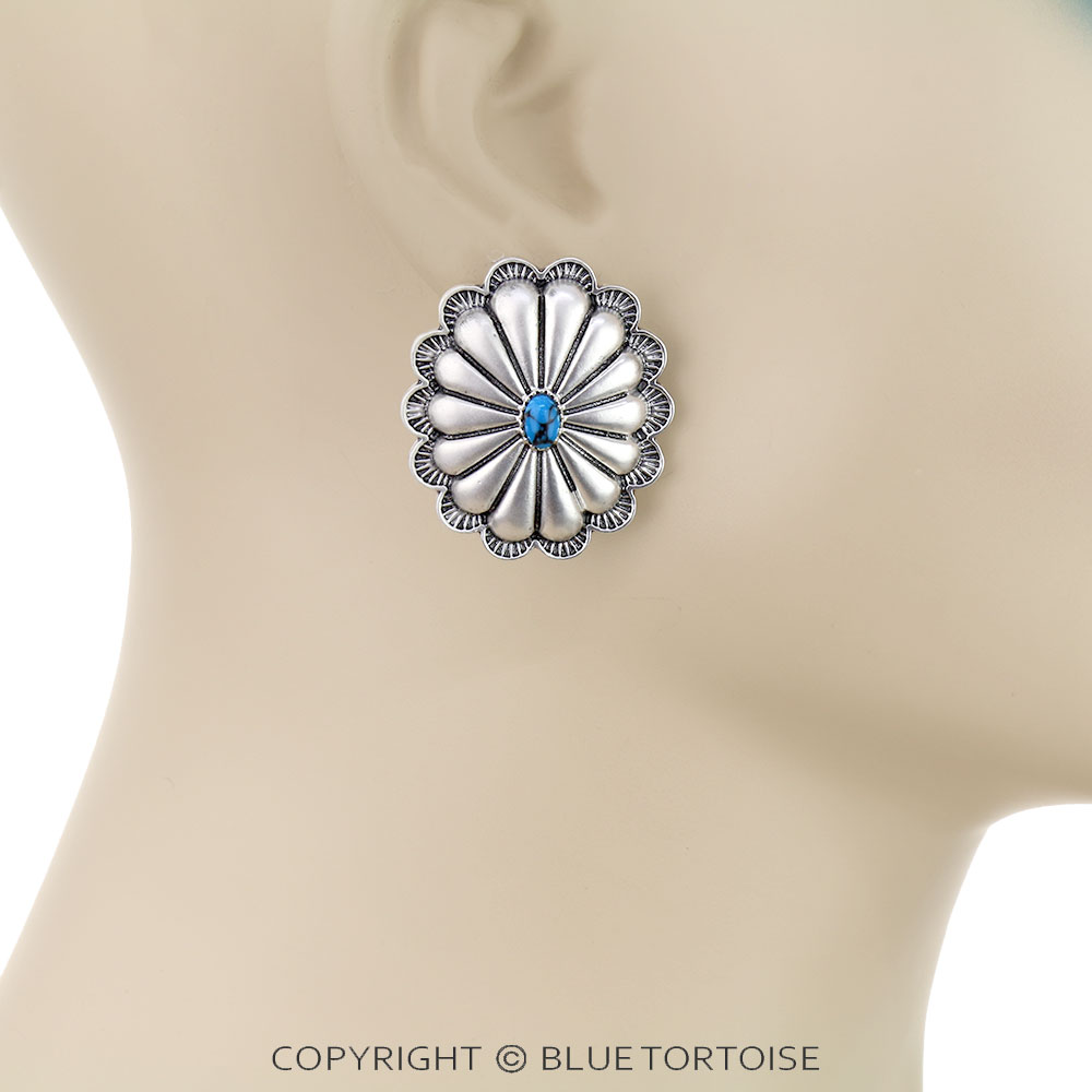 Western TXR Concho Stud Earrings - Image 2