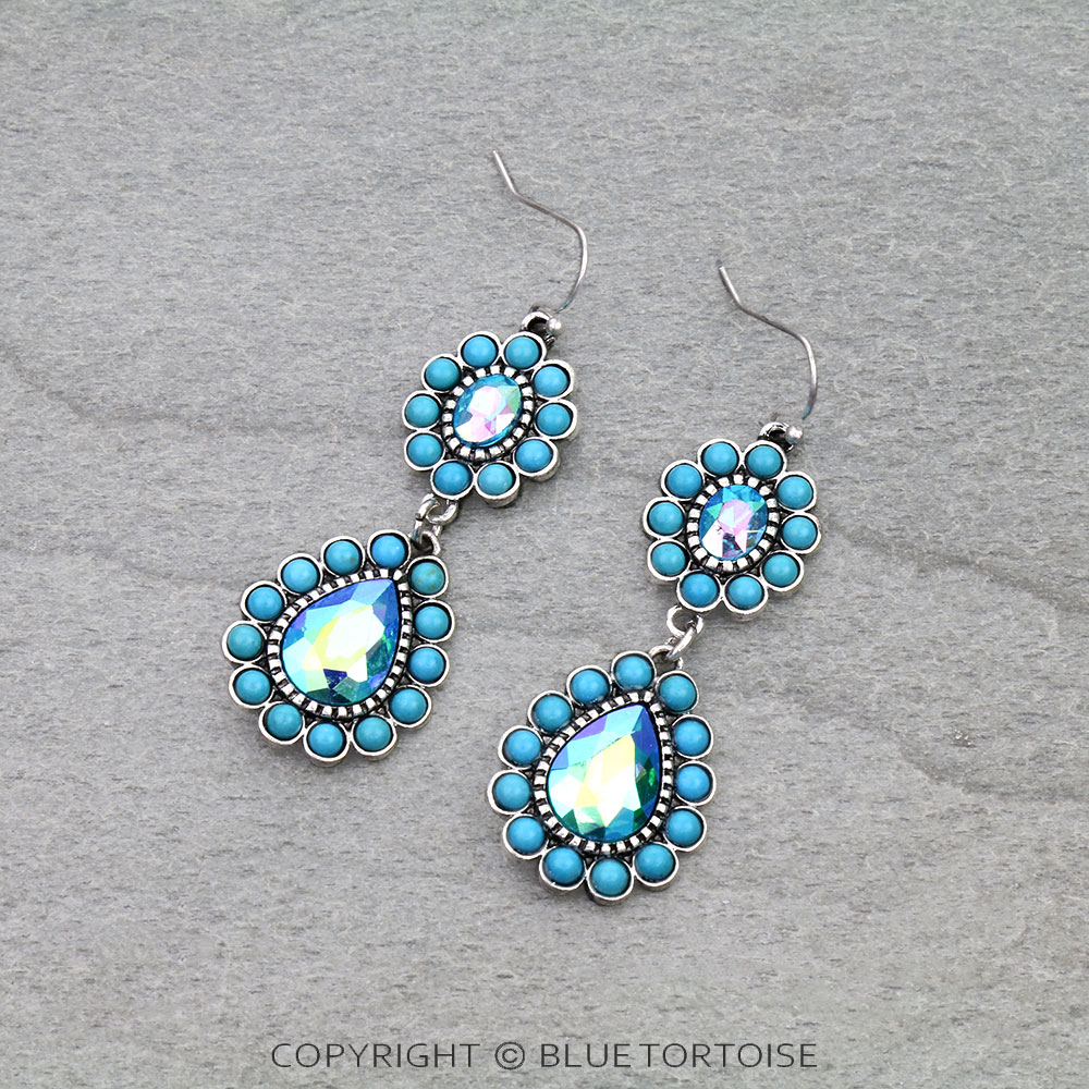 Western Teardrop Stone Dangle Earrings