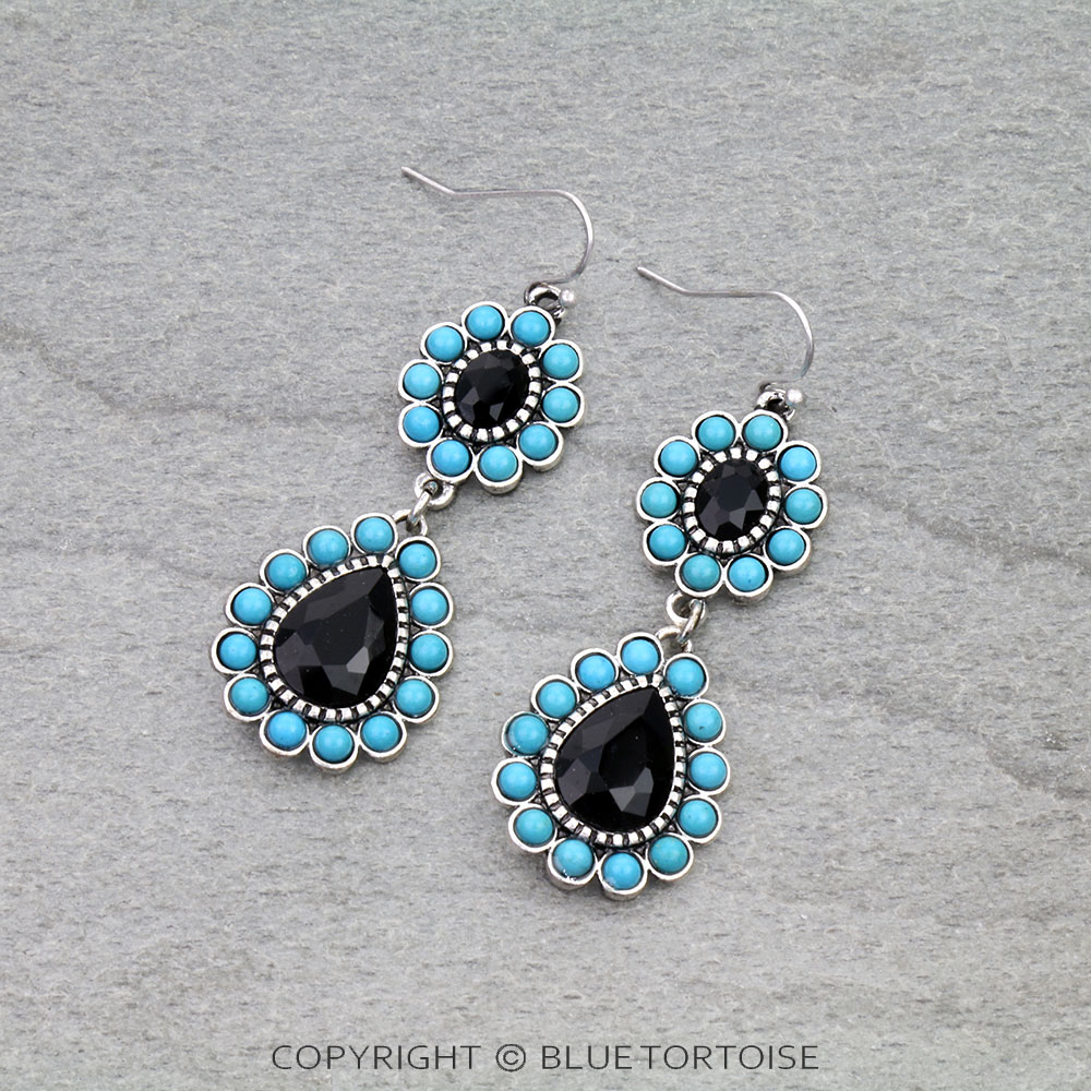 Western Teardrop Stone Dangle Earrings