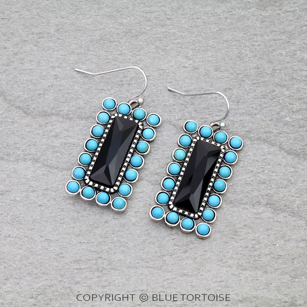 Western Bar Stone Dangle Earrings