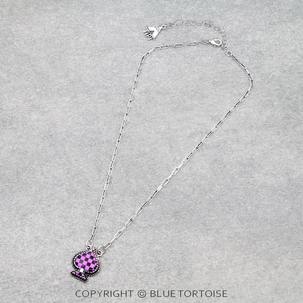 Checker Pattern Spade Necklace