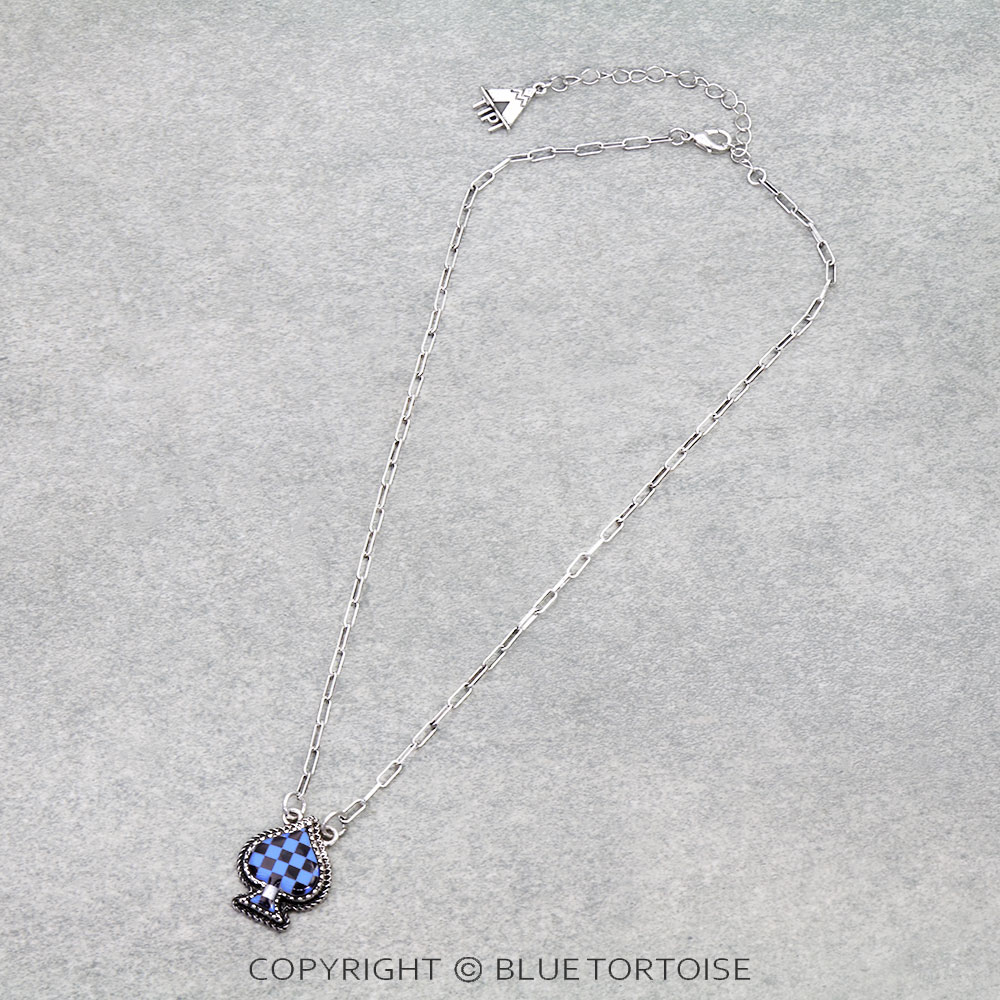 Checker Pattern Spade Necklace