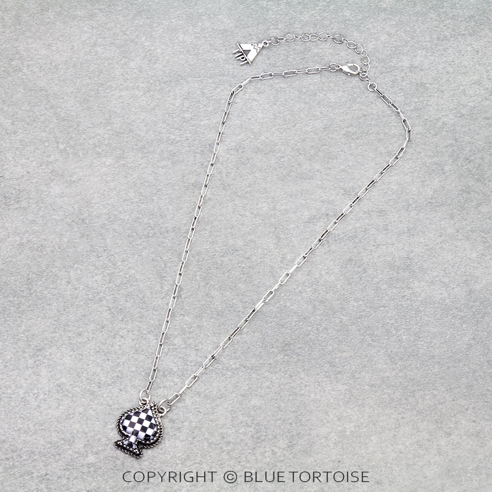 Checker Pattern Spade Necklace