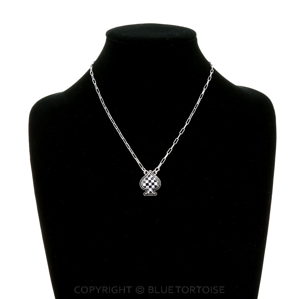 Checker Pattern Spade Necklace - Image 2