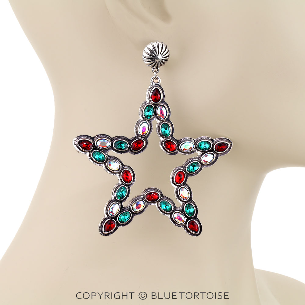Christmas Star Concho Stud Earrings - Image 2