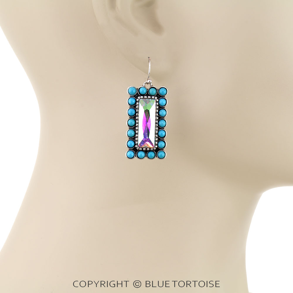 Western Bar Stone Dangle Earrings - Image 2