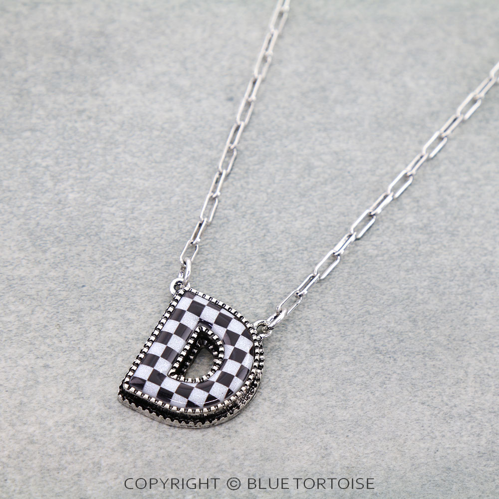 Checker Bubble Initial D Necklace
