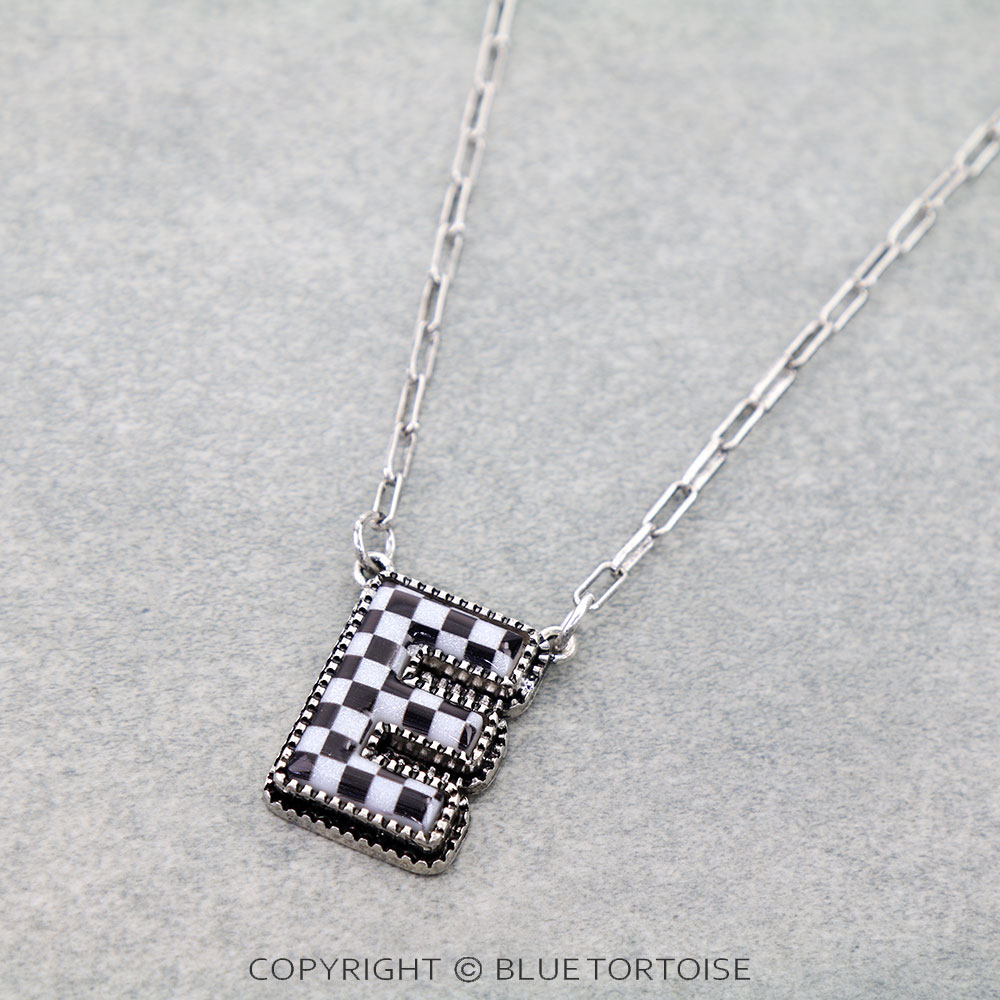 Checker Bubble Initial E Necklace