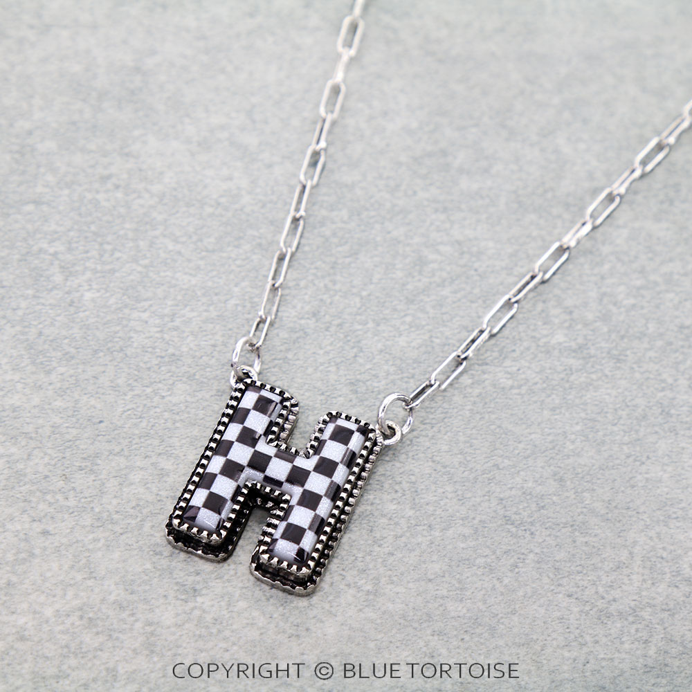 Checker Bubble Initial H Necklace