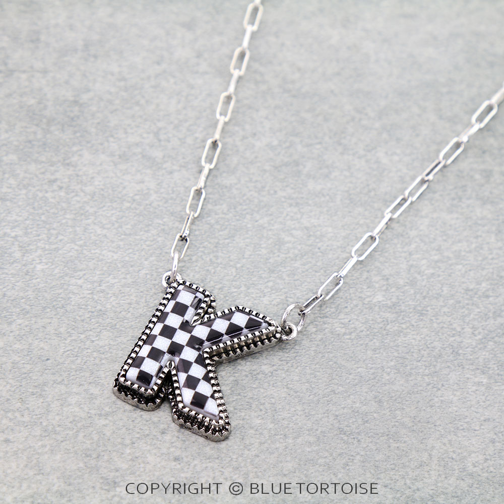 Checker Bubble Initial K Necklace