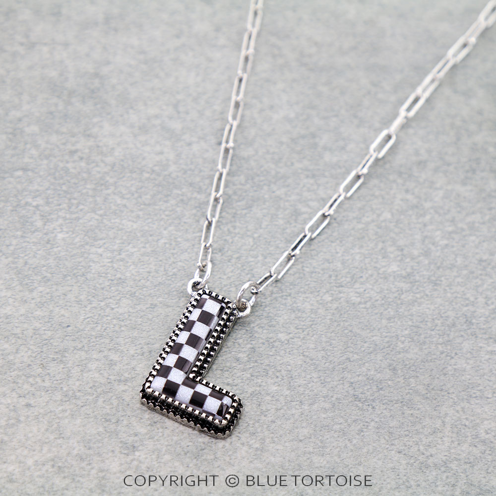 Checker Bubble Initial L Necklace