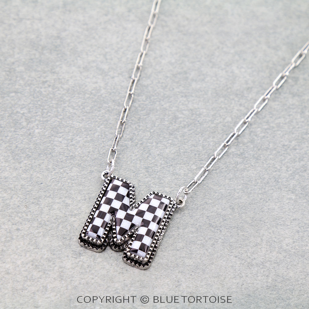 Checker Bubble Initial M Necklace