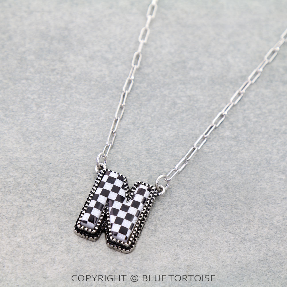 Checker Bubble Initial N Necklace