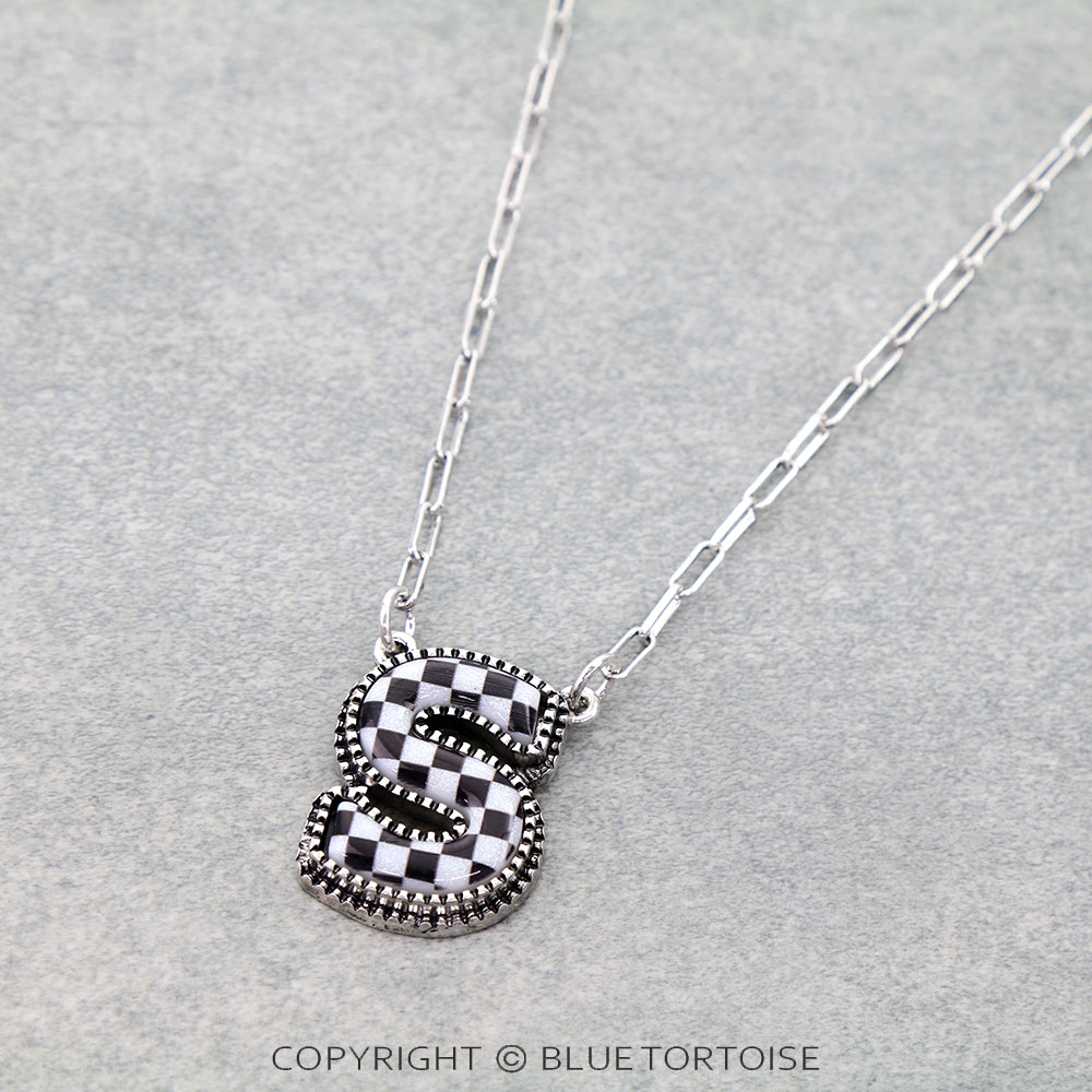 Checker Bubble Initial S Necklace