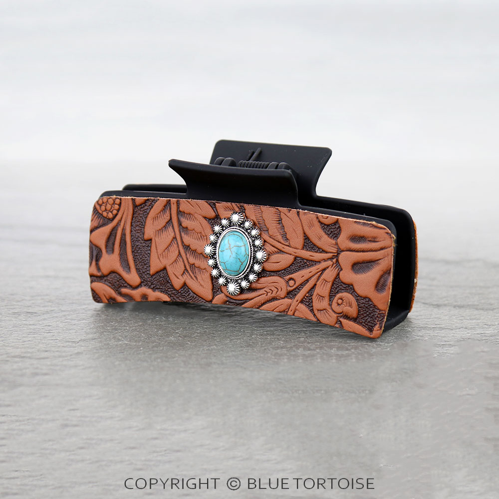 Western Style Concho Stone Hair Claw Clip