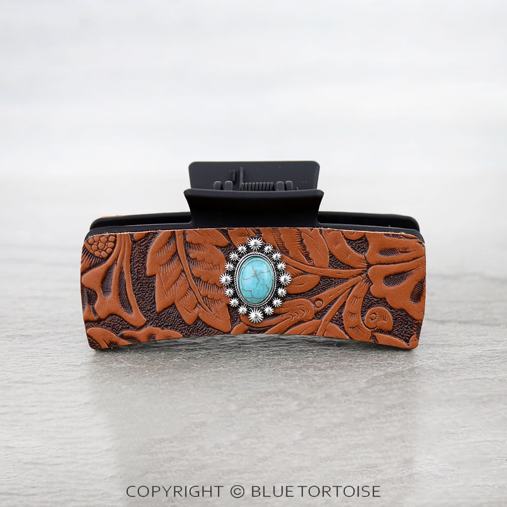 Western Style Concho Stone Hair Claw Clip - Image 2