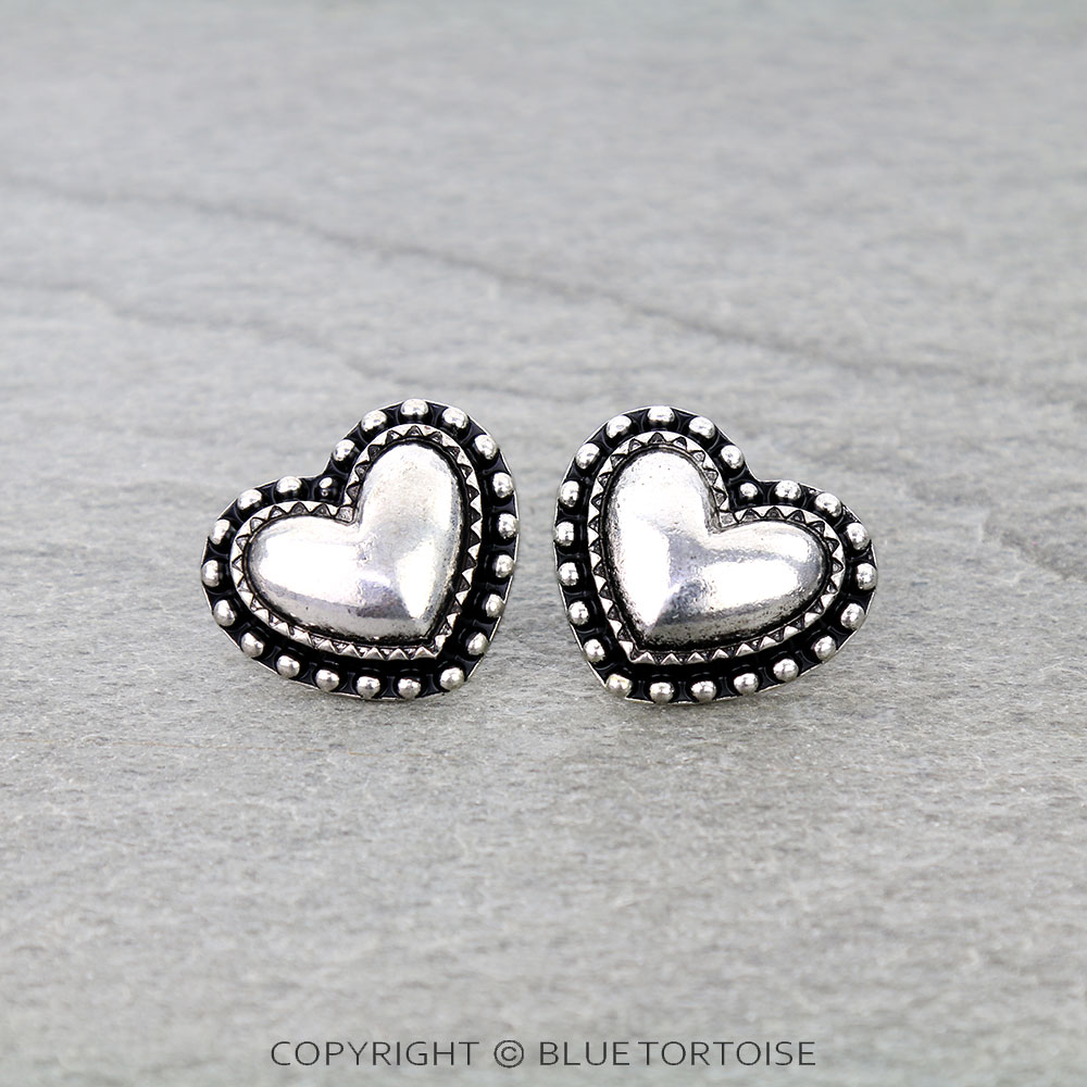 Western Heart Metal Stud Earrings