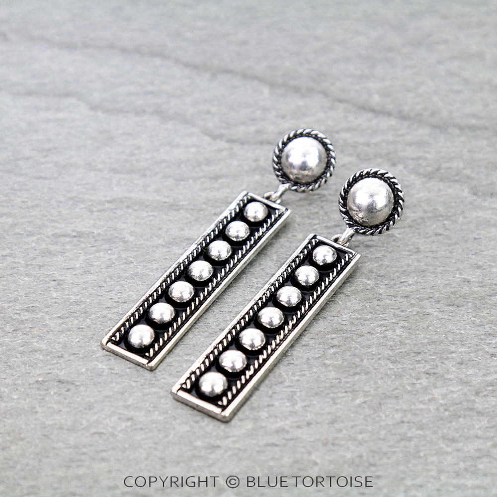 Western Bar Metal Bubble Stud Earrings