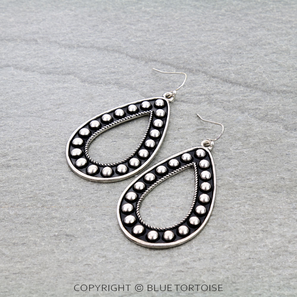 Western Teardrop Metal Bubble Dangle Earrings