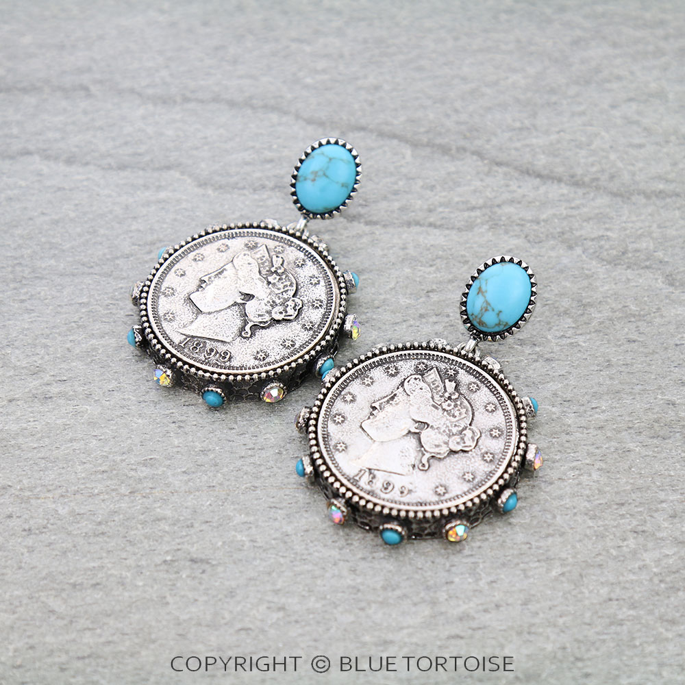Western V Nickle Coin Stud Earrings