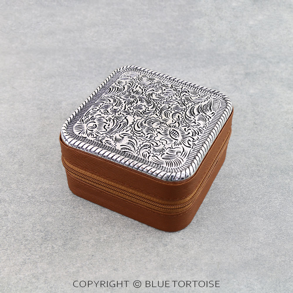 Western Theme Travel Jewelry Box - Metal Plate