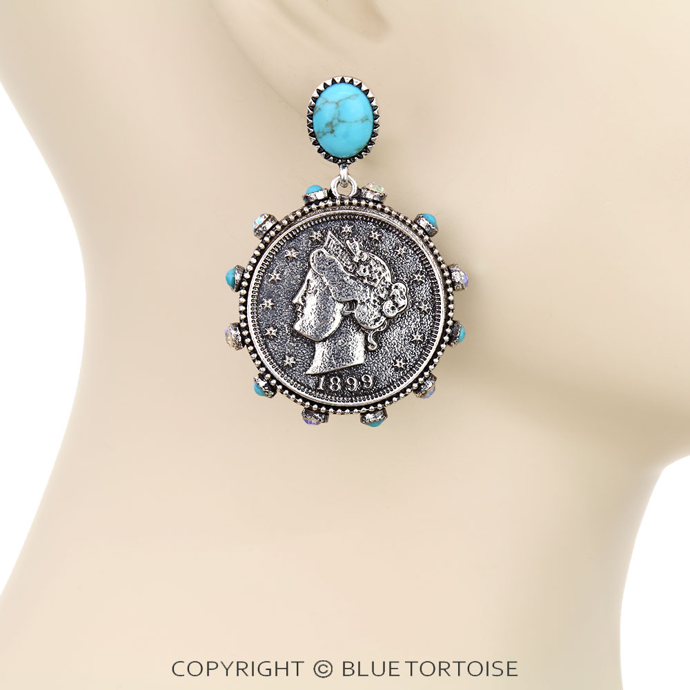 Western V Nickle Coin Stud Earrings - Image 2