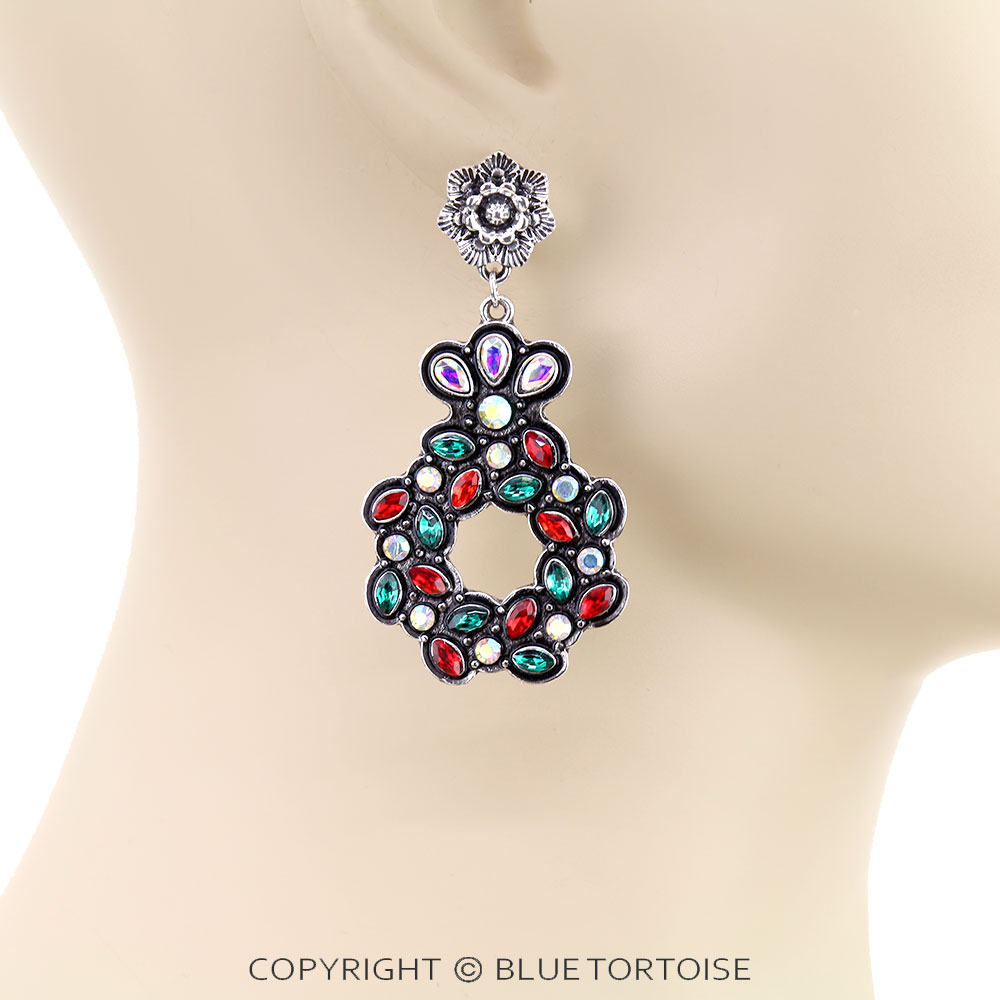 Christmas Wreath Stud Earrings - Image 2