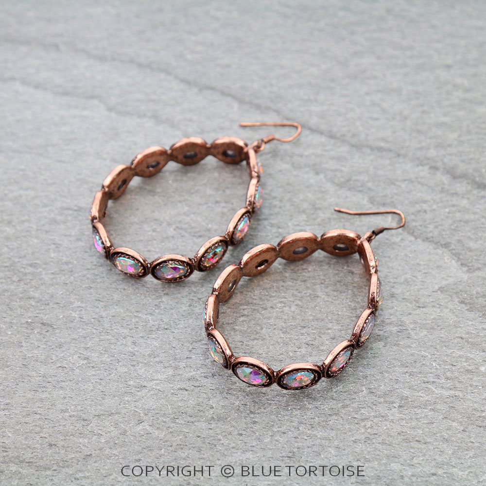 Teardrop Glass Stone Dangle Earrings