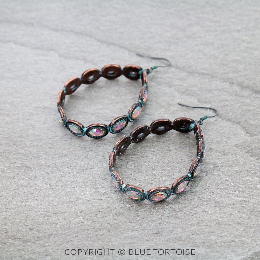 Teardrop Glass Stone Dangle Earrings
