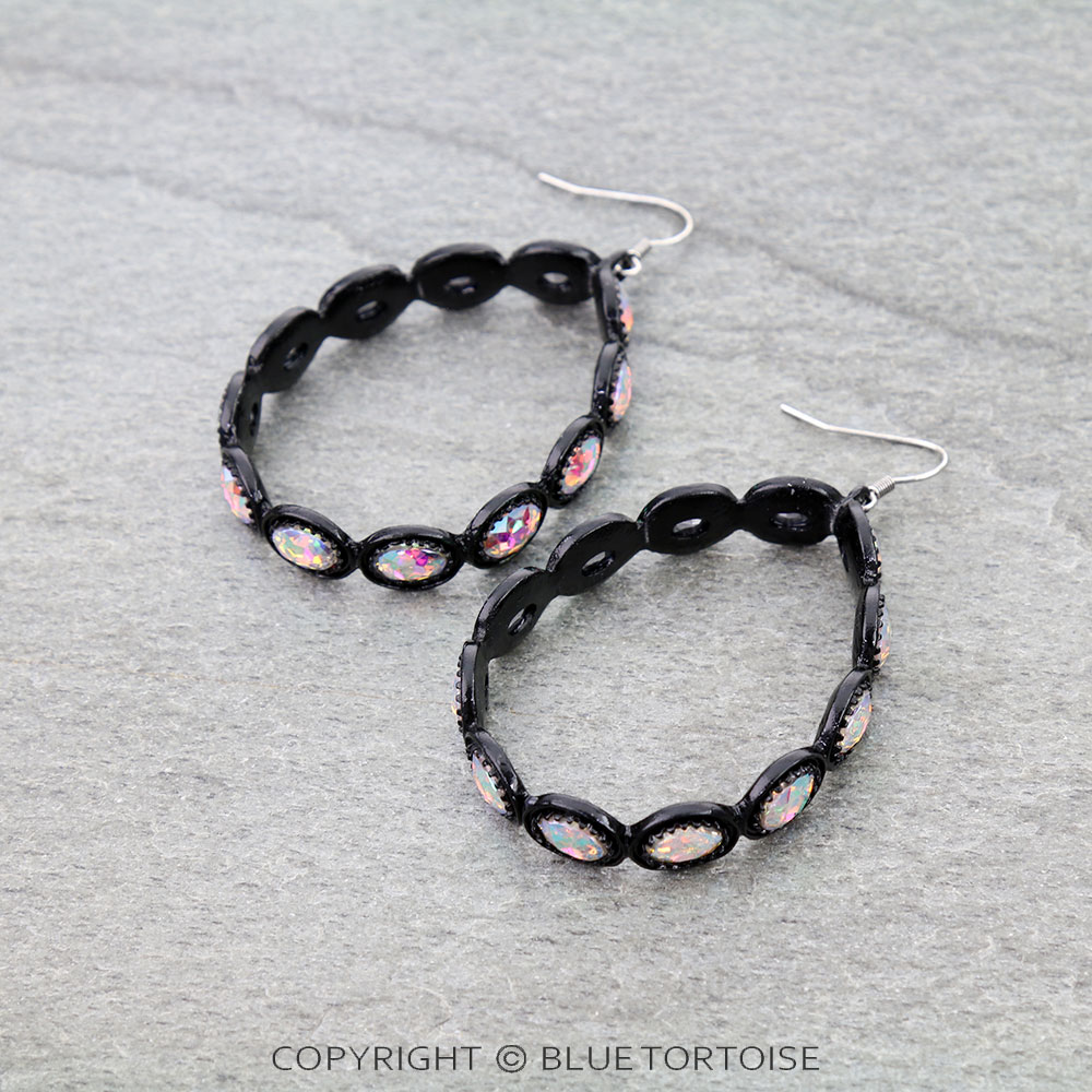Teardrop Glass Stone Dangle Earrings