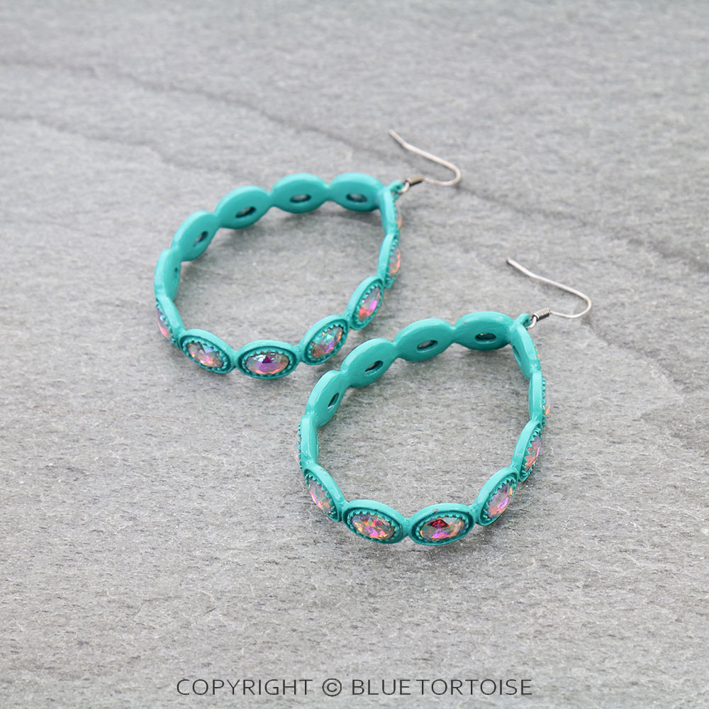 Teardrop Glass Stone Dangle Earrings