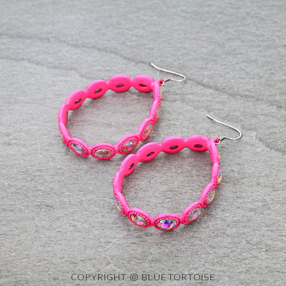Teardrop Glass Stone Dangle Earrings