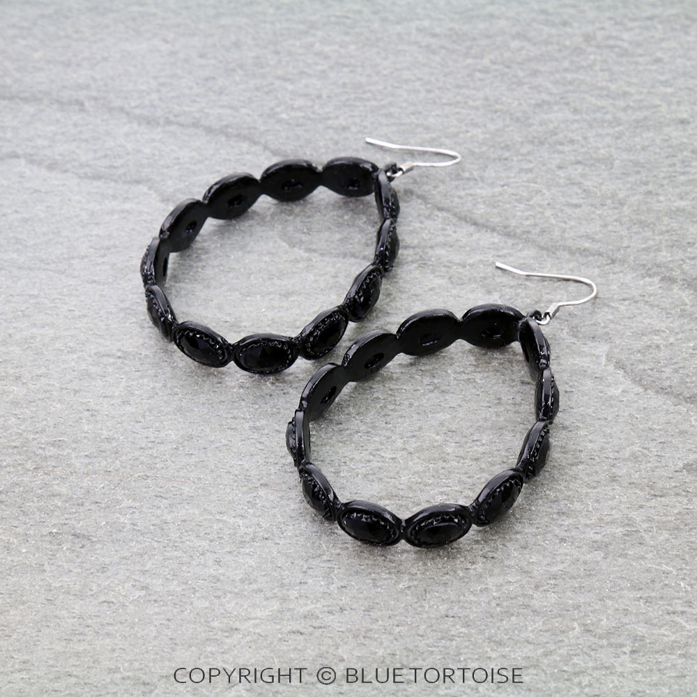 Teardrop Glass Stone Dangle Earrings