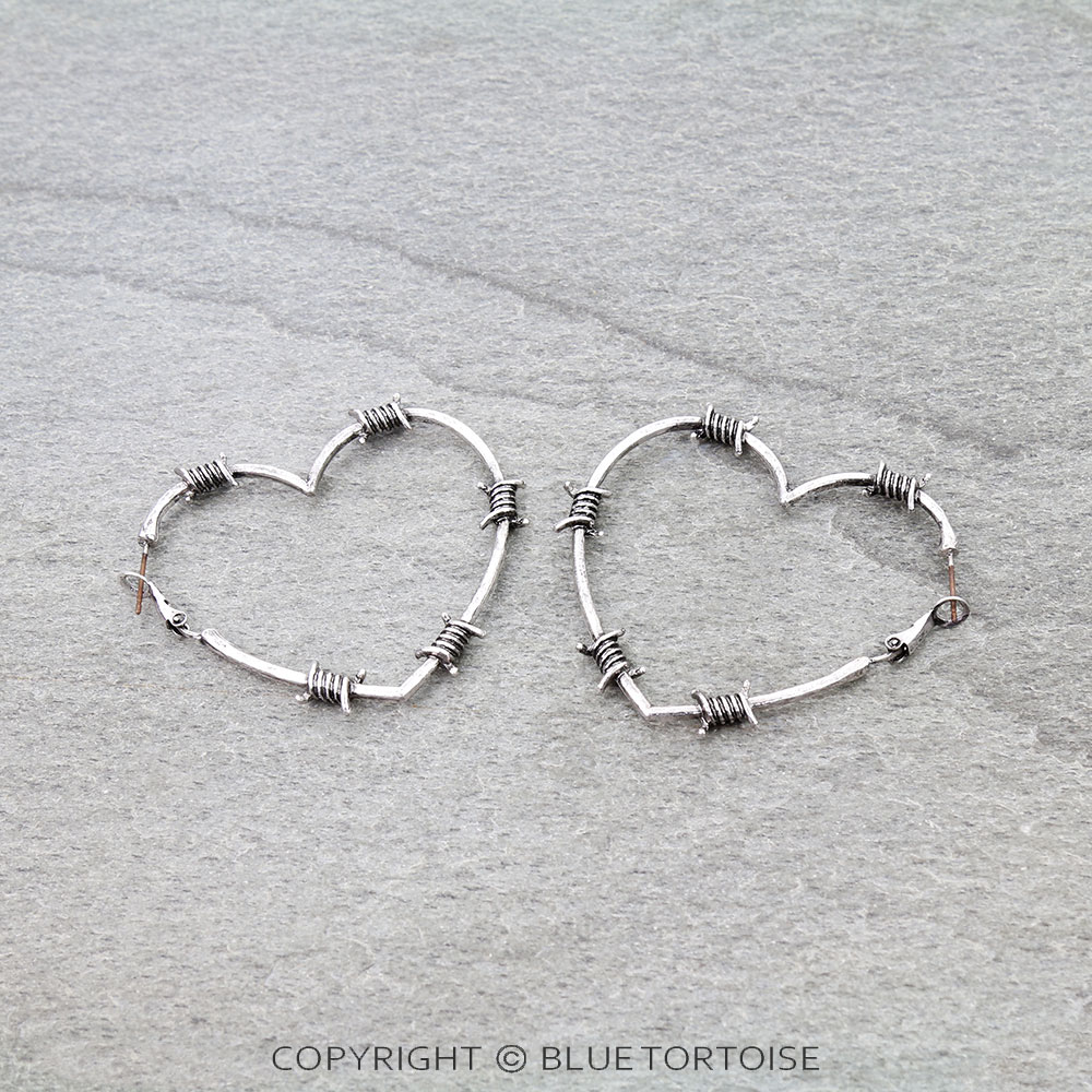 Heart Barbed Wire Hoop Earrings - Image 3