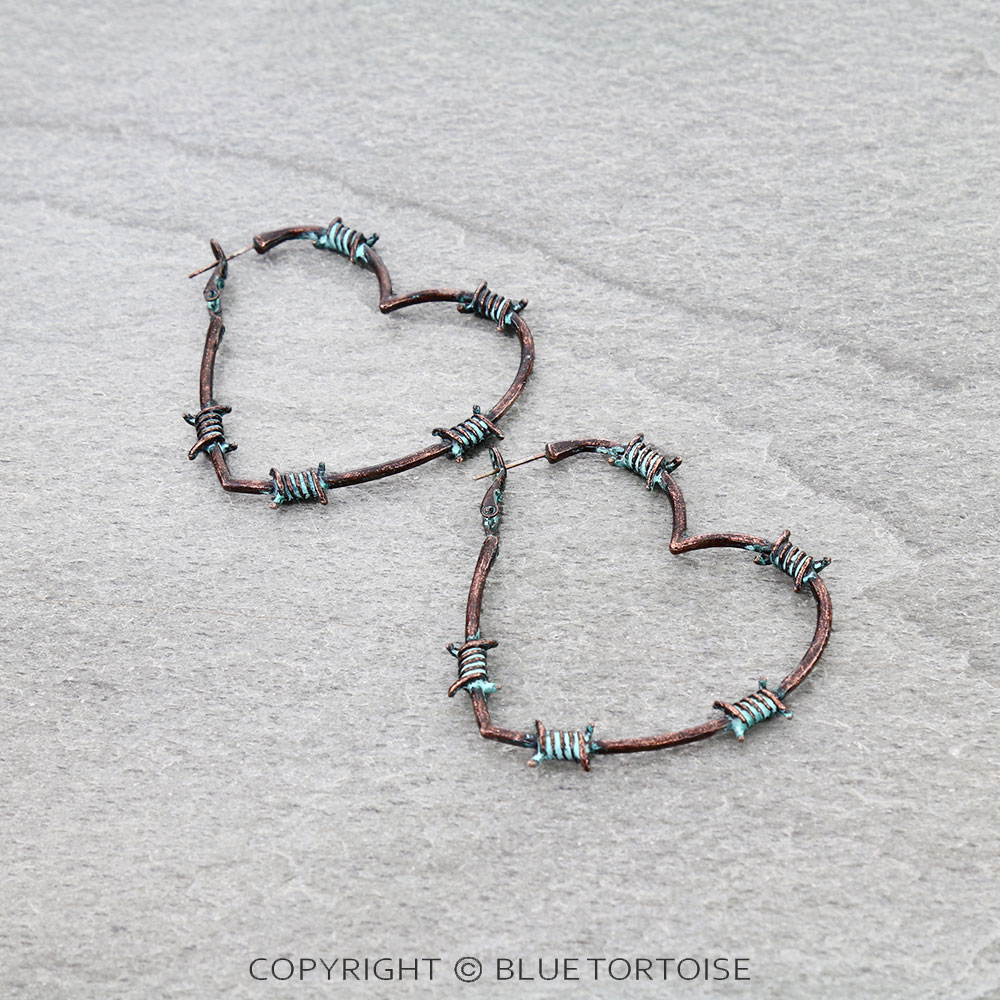 Heart Barbed Wire Hoop Earrings