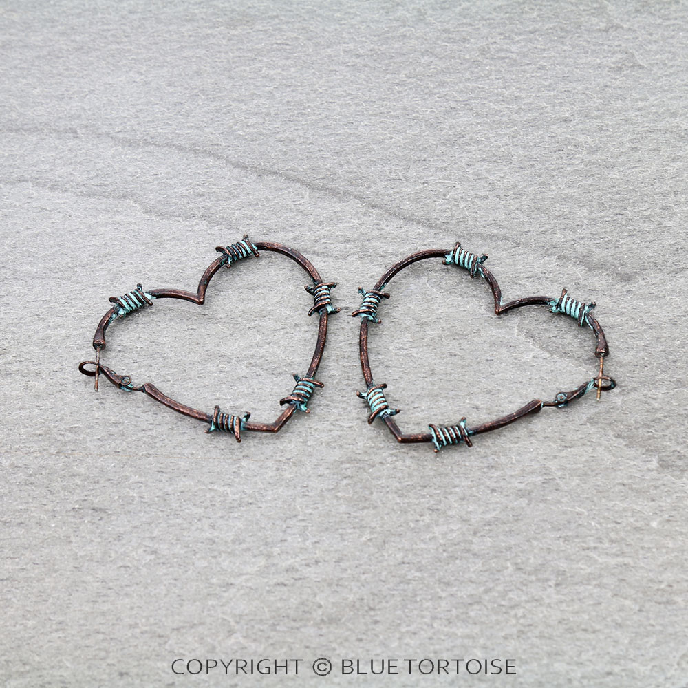 Heart Barbed Wire Hoop Earrings - Image 3