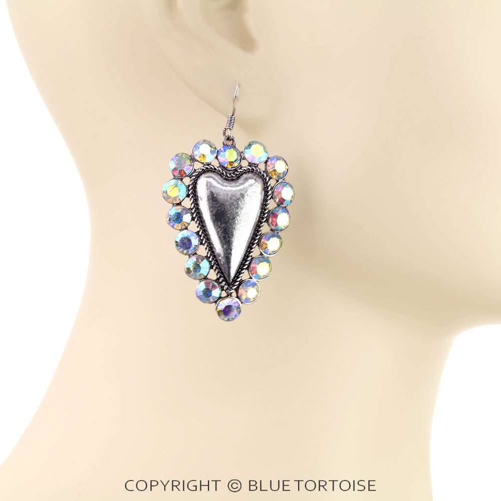 Western Heart Stone Dangle Earrings - Image 2
